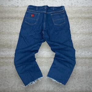 Vintage Y2K Wrangler Riggs Jeans 38x30 Relaxed Medium Wash Fleece Lined Denim